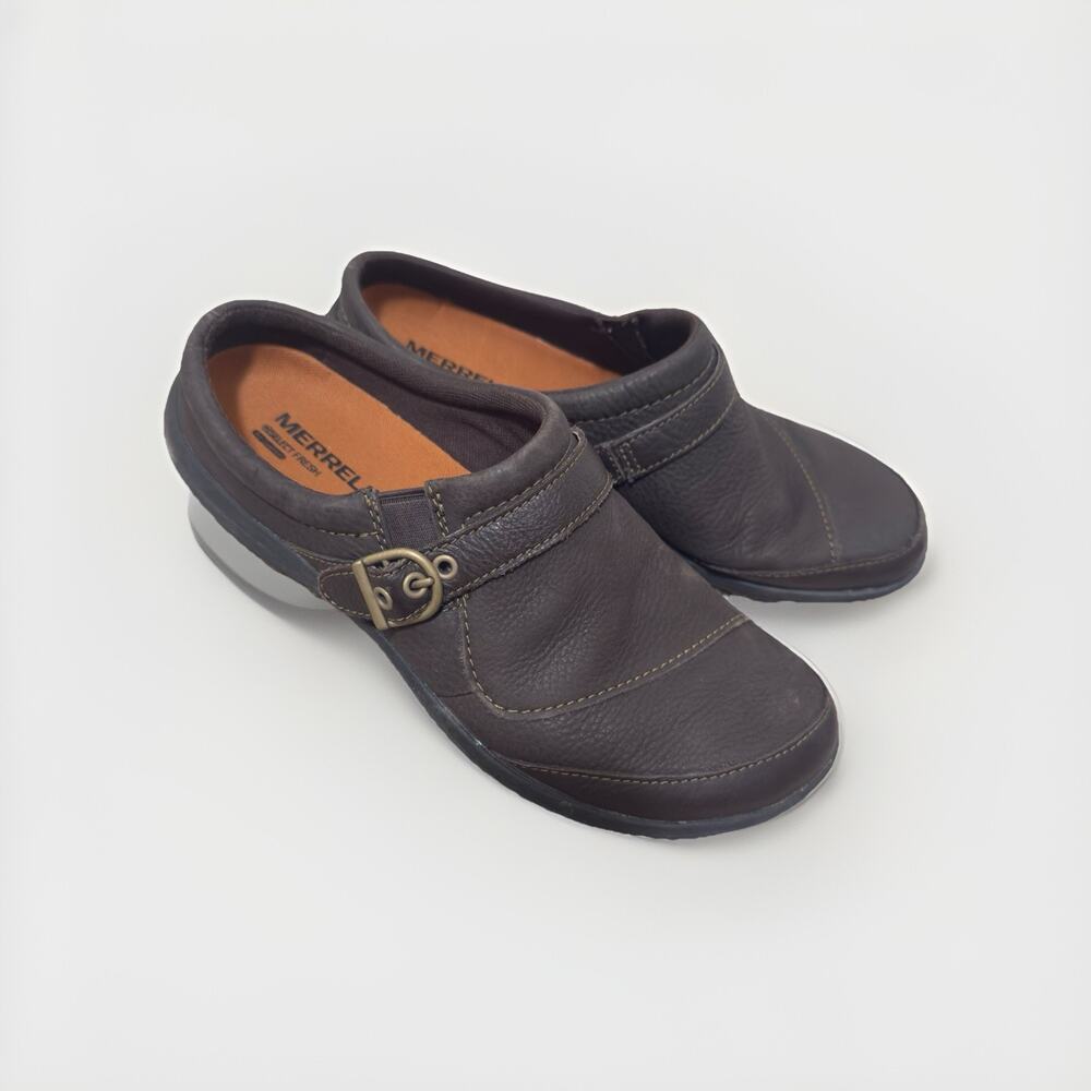 Merrell Women's Dassie Buckle Slip-on Shoes Brown Leather Size 8